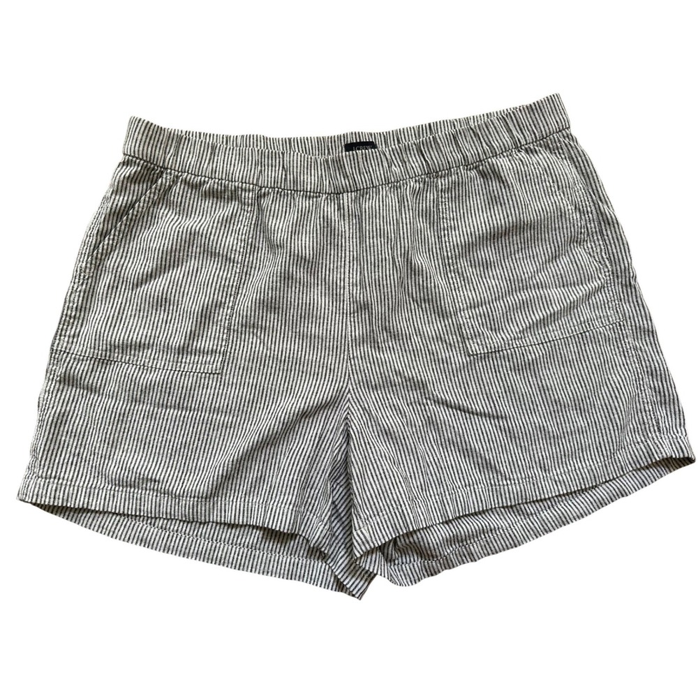 J Crew Womens Linen Blend Striped Pull on Shorts Size XL